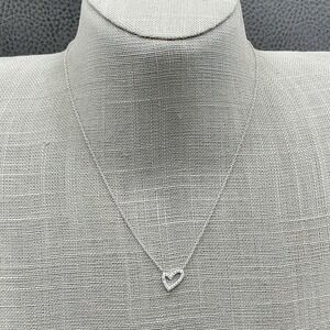 Betsey Johnson Open Heart Pendant Necklace Silver Tone Crystal Pave Adjustable